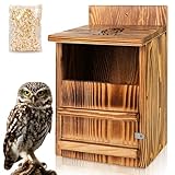 screech owl house pygmy owl box handmade wooden nesting box for outside with mounting screws and a bag of wood shavings easy assembly required