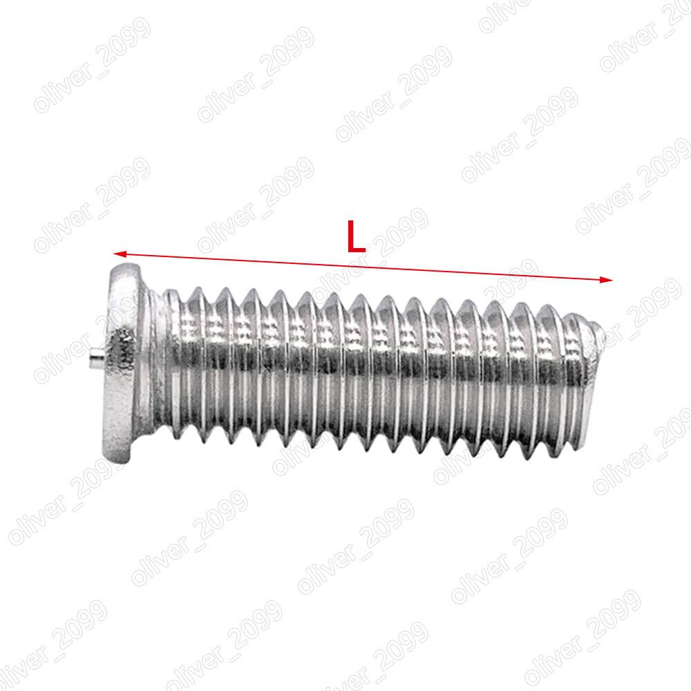 304 Stainless Steel Weld Stud for Capacitor Discharge Welding M3/M4/M5/M6/M8/M10 (M6-1.0 x 30mm, 50pcs)