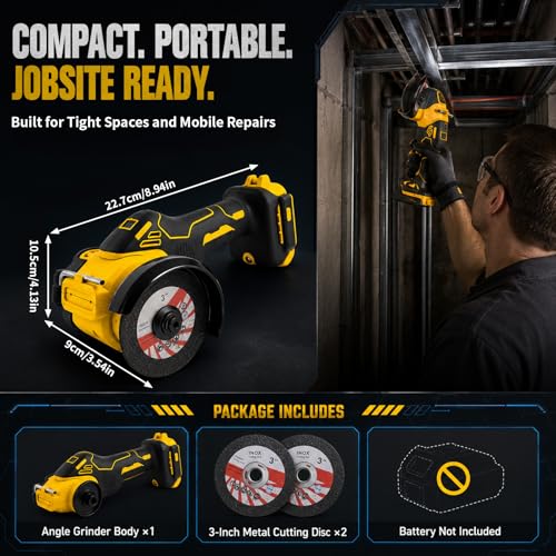 Amoladora angular inalámbrica sin escobillas mini 7,5cm compatible con Dewalt 18V 7