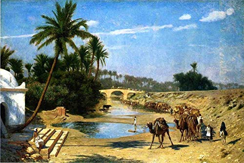 Peinture sur toile Jean Leon Gerome et tableau caravane arabe peinture à l'huile ARI3-04