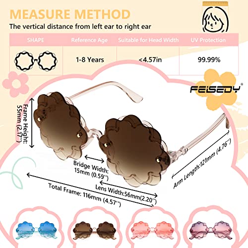 FEISEDY Girls Cute Flower Sunglasses Kids Round Toddler Baby Gglasses Colorful for Birthday Party （Age 1-8） B23194