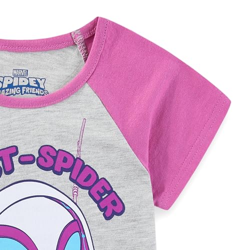 Image of Marvel Spider-Gwen Ghost Spider Girls Short Sleeve T-Shirt and French Terry Shorts Set for Toddler to Big Kids