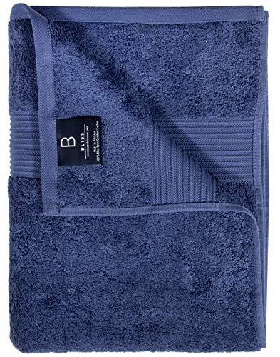 Image of Set of 4 Luxury XL Bath Towels by Bumble - Oversized Bath Towels Extra Large, Hotel Quality Towels, 650 GSM Soft Combed Cotton, Home Spa Bathroom Towels, Thick & Fluffy Bath Sheets (Denim, 4 Pack)