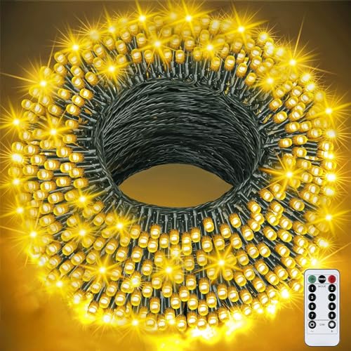 ITMNMNL Luces Arbol Navidad,Guirnalda Luces Exterior 50M 500 LEDs Navidad Exterior 8 Modos Luz,Impermeable de navidad Árbol,Terraza,guirnalda Conectable,Blanco Calido