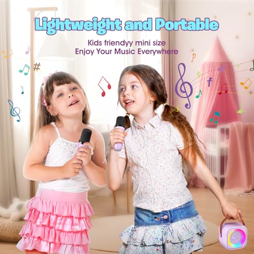 Miniatura 4 de Regalo Niña 3 4 5 6 7 8 9 10 11 Años, Karaoke 2 Microfonos Inalambricos Con Luces Led, Microfono Karaoke Infantil Juguetes Niña Para Cantar - Regalo Comunion Niña
