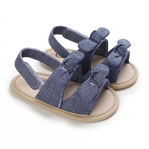 Infant Girls Summer Open Toe Denim Sandals Bowknot Flat Bottom Lightweight Breathable Sandals Casual Shoes4