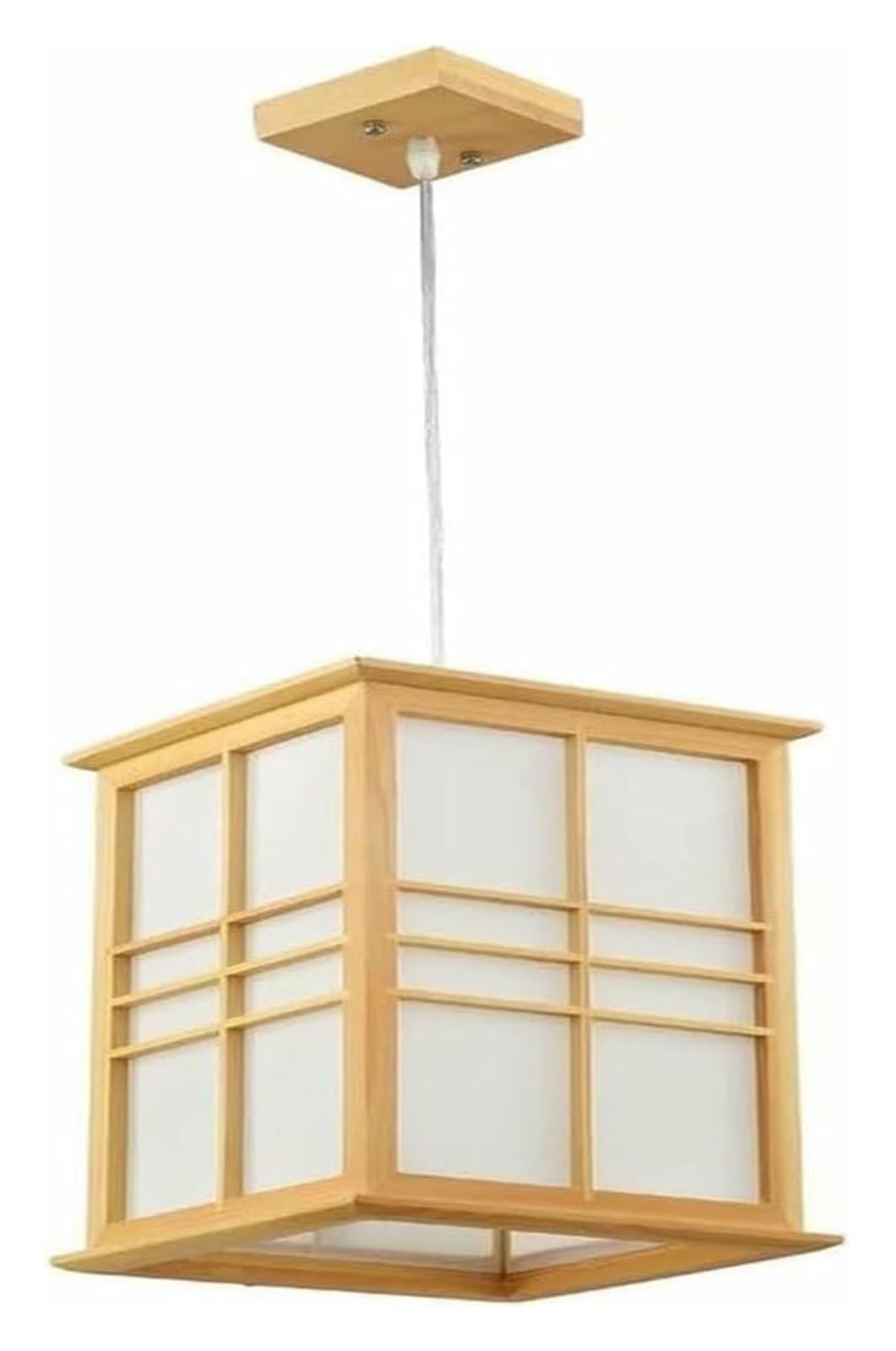 Plafonnier moderne japonais en bois massif et abat-jour parchemin
