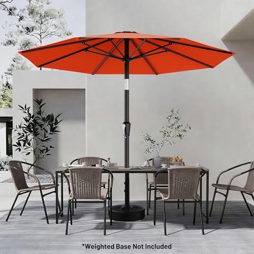 Image of AreShark 9 FT Patio Umbrella for Outdoor, Outdoor Table Umbrella with Push Button Tilt and Crank, Outdoor Patio Umbrellas with 8 Sturdy Ribs for Market, Garden, Pool (Orange)