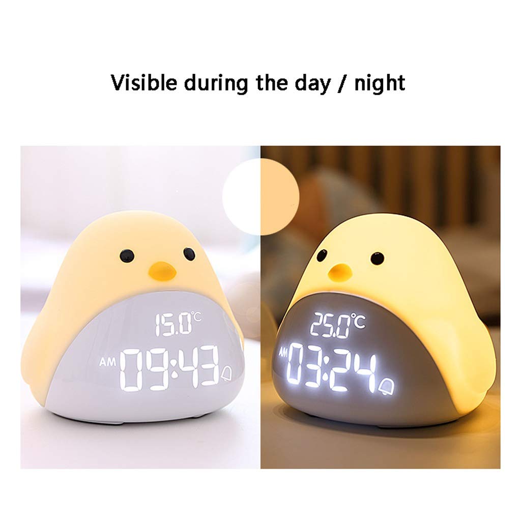 Luz De La Noche Con El Reloj De Alarma/Termómetro Función, Niños De La Lámpara De Noche, Lámpara Del Ojo De Silicona Suave, Las Luces Del Sueño Del Bebé, Recargable