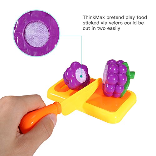image for ThinkMax Play Food, 24Pcs Cutting Food - Pretend Food Set, Kitchen Toy
