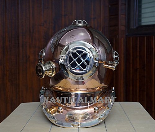 NauticalMart Marine DEEP SEA Divers Diving Helmet US Navy Mark V Copper Brass Diving Helmet