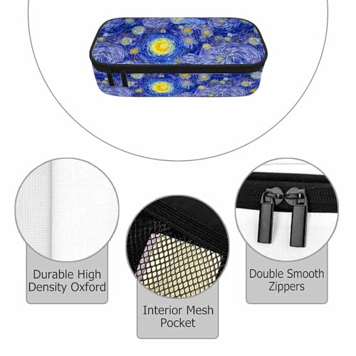 Image of Blue Sky Pencil Bag Glowing Moon Starry Sky Abstract Painting Big Capacity Pencil Case Pencil Pouch Pen Bag School Students Boy Girl