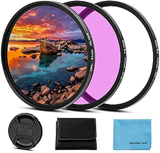 Fotover 58mm Universal UV CPL FLD Filter Set UV protection Filter Circular Polarizing Filter Kit with Centre Pinch Lens cap for Canon Nikon Sony Pentax Olympus Fuji Camera