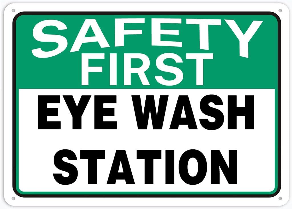 8"x12" Aluminum Metal Sign Plate - Safety First Eye Wash Station - Caution Warning Notice