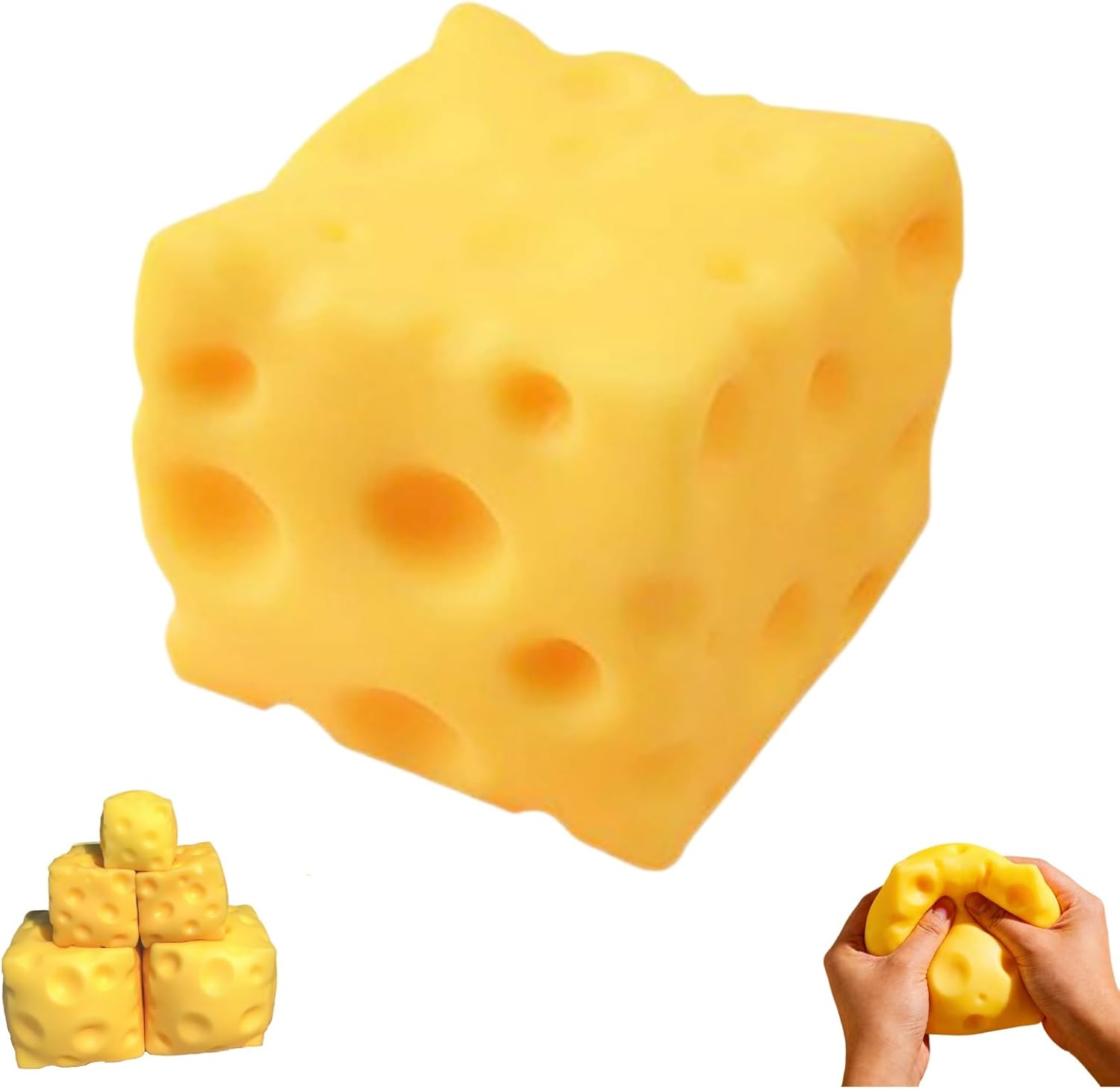 Big Cheese Squishy, Jumbo Squishy Cheese, Cheeses Stress Ball Rebounding Sensory for Adults (Yellow,1.2in(6cm))