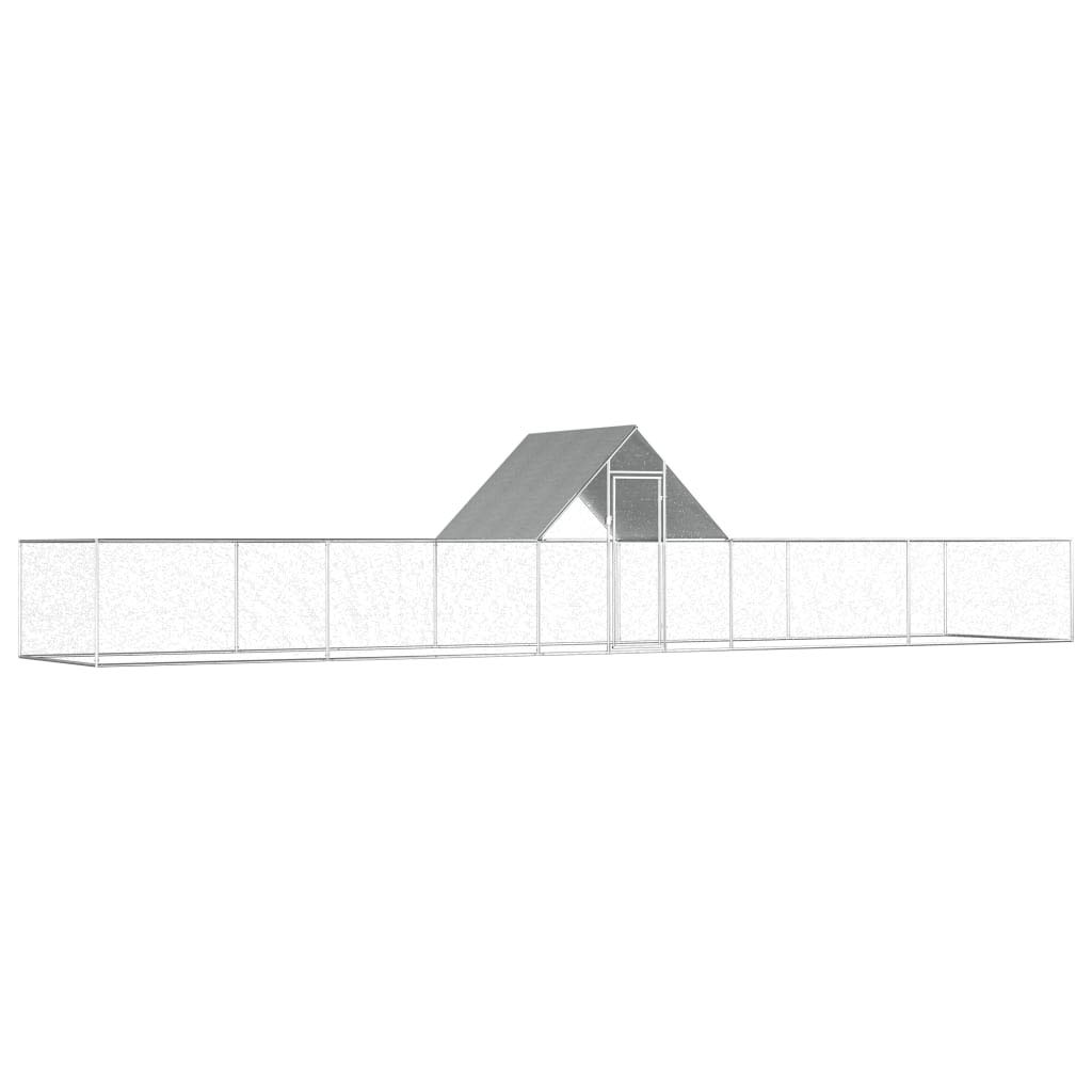 Gallinero Exterior Grande Jaula Gallinas Conejos Aves Conejera Metálica Acero Galvanizado Corral Cubierto Metal Tejado con Cerradura Paredes Malla 10 x 2 x 2 m