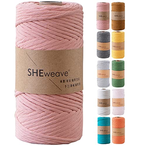 Single Strand Macrame Cord Natural Cotton Cord 3mm×100m(109yds) Colorful Craft Cord for Jewelry Wall Hanging DIY Craft Making Knitting Macrame Projects (Citrus Powder)