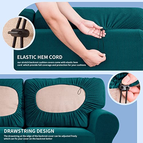 SUBRTEX 3 Piece Armchair Cover Bundles 7 Piece Sofa Cover Stretch Couch Slipcover with Separate Backrest Covers and Cushion Covers Slipcover Sets for Living Room（Small+Large,Turquoise） - Thumbnail 7