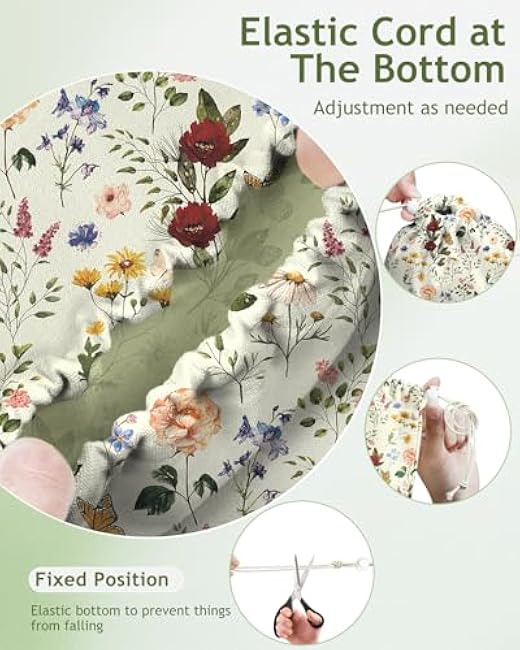 Plastic Bag Holder, Grocery Bag Organizer - 1 Pack Cute Kitchen Dispenser Holders Reusable Shopping Western Hanging Wall with Adjustment Drawstring Closure for Women Home, Floral