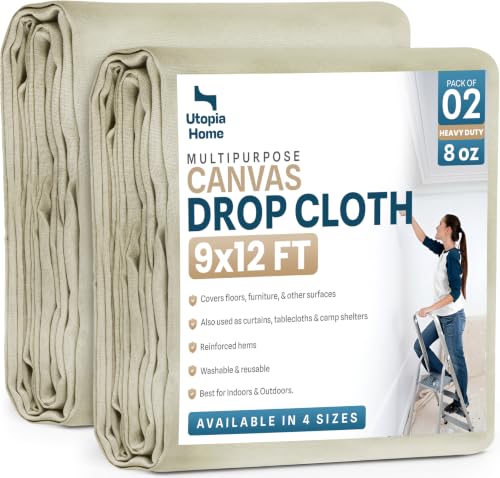 Utopia Drop Cloth for Painting (9x12 ft 2 Pack)
