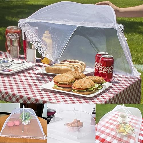 Image of Sulfar Food Cover Umbrella Tent Mosquito Protection Mesh Screen Reusable and Collapsible Outdoor Picnic BBQ Food Covers Net for Flies Bugs & Mosquitoes (Multicolor)