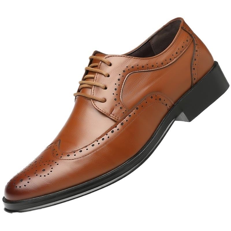 Casual Business Shoes for Men PU Leather Print Men Dress Shoes Lace Up Wedding Leather Oxford