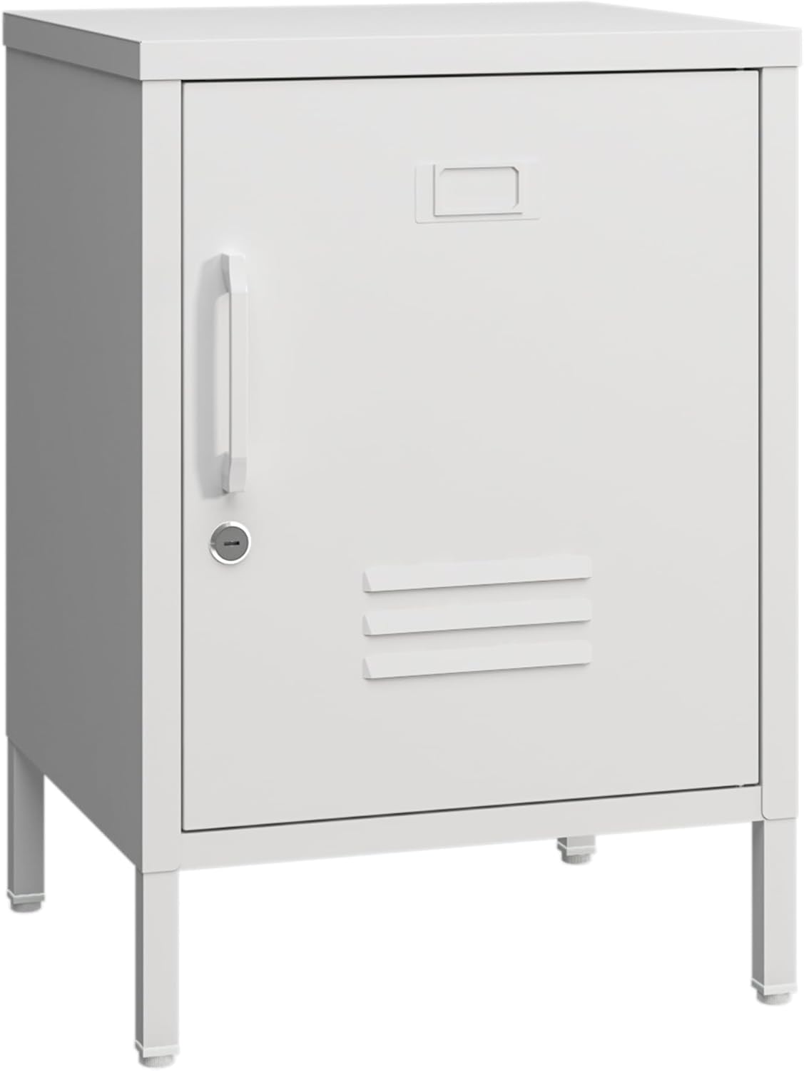 Metal Nightstand Modern End Side Table Steel Bedside Storage Cabinet with Shelf Easy Assembly for Living Room Bedroom （15.8”W x 15”D x 22.5”H ）