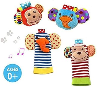 deardeer baby infant animal wrist and feet rattles
