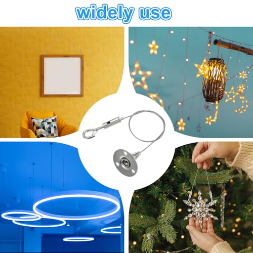 Image of MECCANIXITY 50 x 1.5mm Adjustable Hanging Wires Kit, Heavy Duty Stainless Steel Wire Rope with Single Hooks for Picture Photo Light LED Screen Curtain Billboards DIY Mounting Clamp Pack of 2