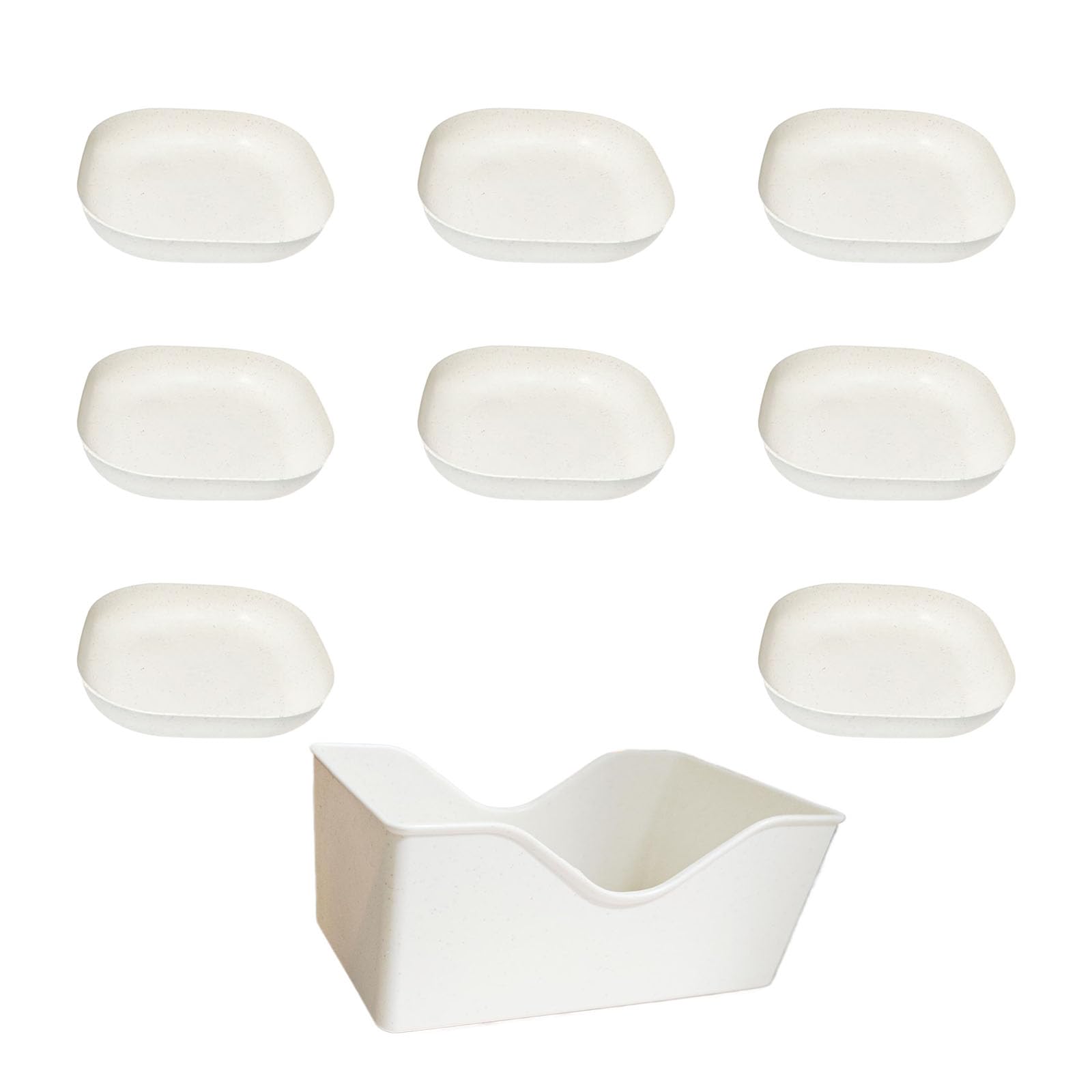 ZYCLANYANG Natural Wheat Straw Tray 8-Pack with Base, Biodegradable, 5.7 Inch Square Snack Plate, suitable for parties, camping, marriage, not