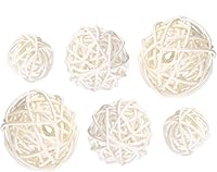 Vista 1 de VILLCASE Bolas decorativas de ratán, 15 bolas de mimbre de ratán, rellenos de jarrón de 3 tamaños para manualidades, rellenos decorativos de tazón