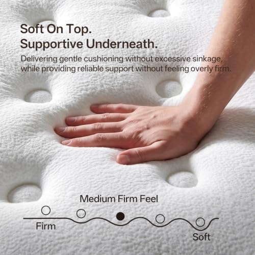 Image of King Size Mattress, 14 Inch Hybrid Matress with Memory Foam & Individual Pocket Springs, King Mattress in a Box, Pressure Relief, Edge Support, Motion Isolation