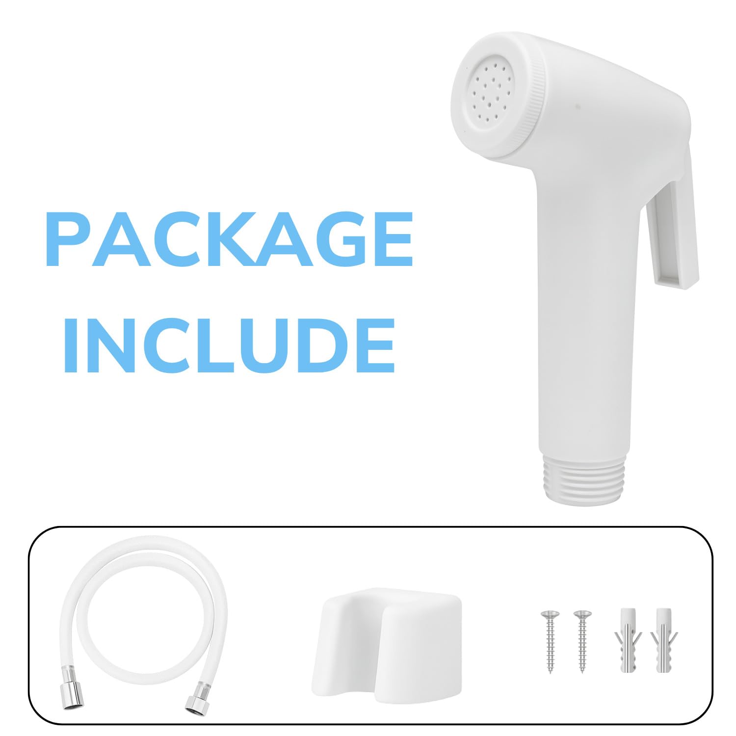 HOMEMATES White ABS Handheld Bidet Spray Set for Toilet, High-Pressure Jet Sprayer with 1.2m Hose, Leakproof Nozzle, Wall Hook & Screws for Bathroom Hygiene 4