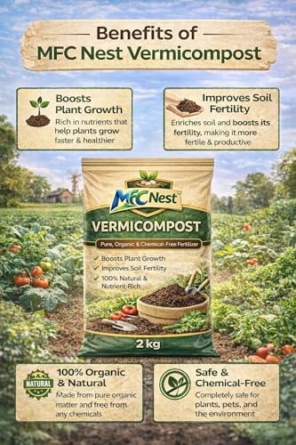 Image of Vermicompost Organic Fertilizer - 100% Natural, Chemical Free Compost for Plants & Gardening | Improves Soil Fertility & Plant Growth 2kg (2 kg)