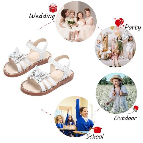Image of PHIRAMIN Toddler Girl Sandals - Flower Girl Dress Shoes Open Toe Little Kid Flats