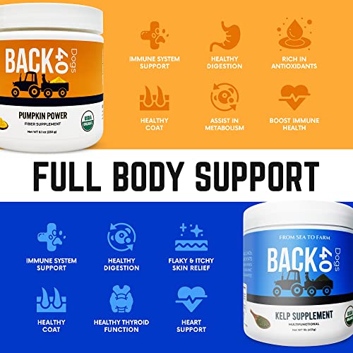 Back 40 Dogs Pumpkin Power & Kelp Supplement Bundle, Dog Supplement & Vitamins Rich In Vitamins A, C, And E, Dog Vitamins For Immune System, Skin Enhancer, Heart, & Digestive Health #TOP5