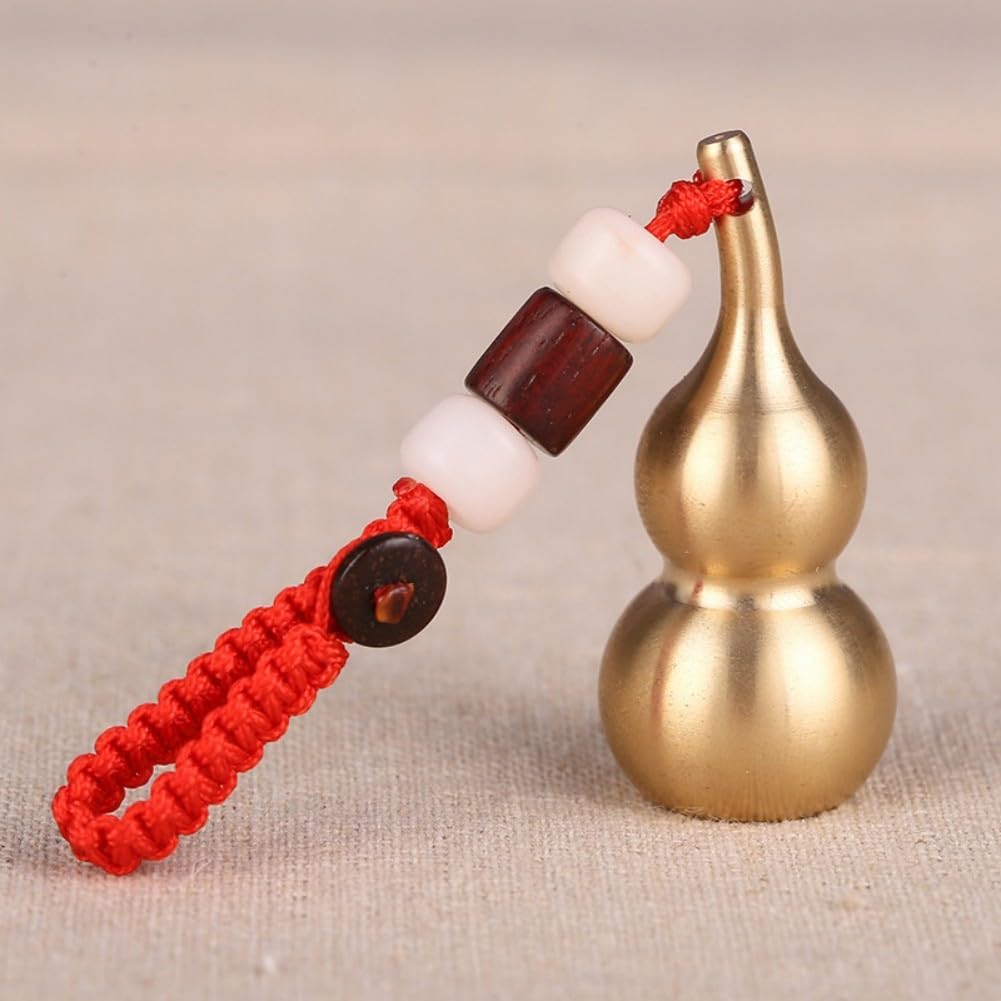 Feng Shui Good Luck Charms Furniture,Bag,Home,Office Other Scenes 铜葫芦 Feng Shui Good Amulet 黄铜空心小葫芦汽车钥匙扣白玉菩提创意挂饰 fengshui Chinese Tassel Ornaments-1541