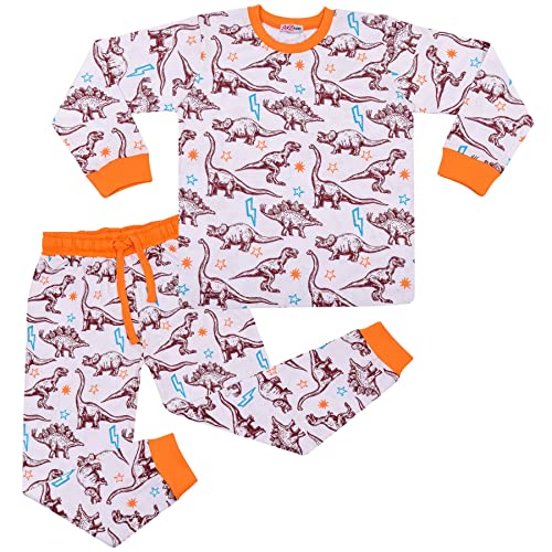 Pyjama dinosaure 2 pièces orange pour enfants de 2 à 13 ans