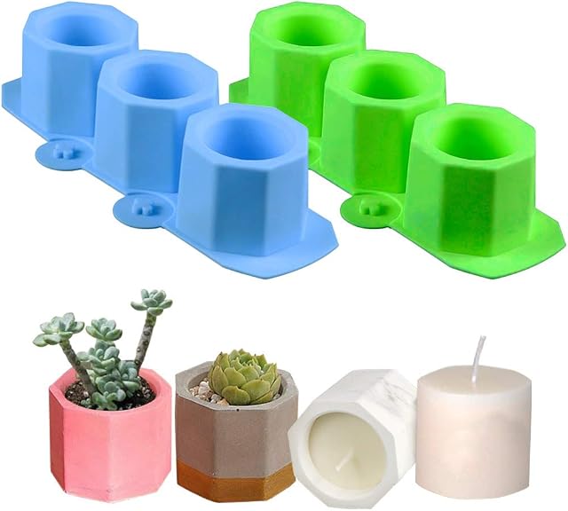 Planter Silicone Molds, Lucywey 2 pcs Succulent Planter Flowerpot Mold, DIY Planter Vase Mould for Cooking, DIY Candle, Plants Pot(Blue and Green)