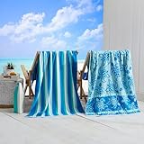 Great Bay Home 100% Cotton Beach Towels - 2 Pack of 30 x 60
