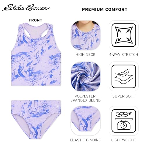 Image of Eddie Bauer Girls' UPF 50+ Swim Bikini Bottom and Racerback Tankini Set