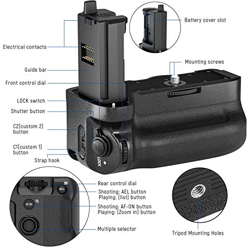 Miniatura 8 de Neewer Empuñadura De Batería Vertical Con Control Remoto Lcd 2,4g 131pies 40metros Reemplazo Para Vg C4em Funciona Con Batería Np Fz100 Compatible Con Cámaras Sony A7r Iv A9ii A7 Iv A7s Iii A1 Bg A7iv