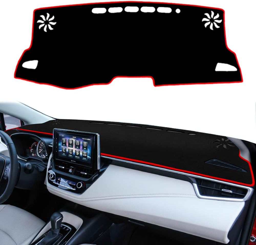 Rifoda Dash Board Cover Fit for 2019 2020 2021 2022 Toyota Corolla Dashboard Cover Mat Non-Slip Pad Carpet Sunshield Protector Sunshade Cover pad(Red Edge)