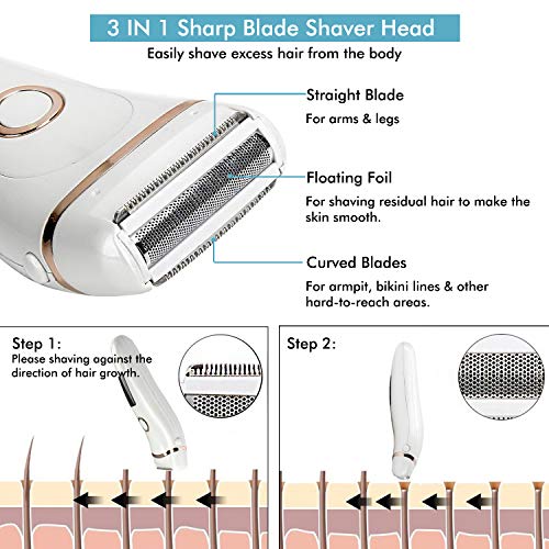 Electric Razor For Women, Dcmeka Women’s Electric Shaver Bikini Trimmer Wet & Dry Use Body Hair Remover For Arm Legs Underarms, Painless Cordless Lady Shaver With Led Power Display #TOP1