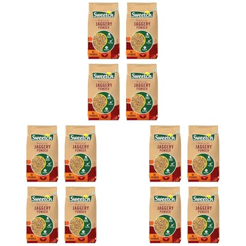 Image of Sweetch Natural Cane Jaggery Powder 1kg | Natural Sweetener | Refined Sugar Alternative contain Minerals, No Chemical, Sulphur & Bleach Free | Gur, Gud Powder for Baking & Cooking (Pack of 12)