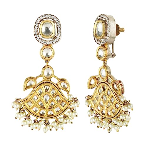 Auraa Trends 22KT Gold plated Kundan Traditional Handcrafted Stones Brown Necklace Set for women and Girls - Image 5