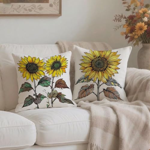 Housse coussin 75x75cm automne lin imperméable lot de 2