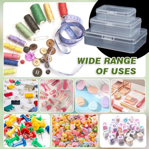 Image of BENECREAT 27 Pack Mixed Size Rectangle Mini Clear Plastic Bead Storage Containers Box Case with lid for Items,Pills,Herbs,Tiny Bead,Jewerlry Findings, and Other Small Items
