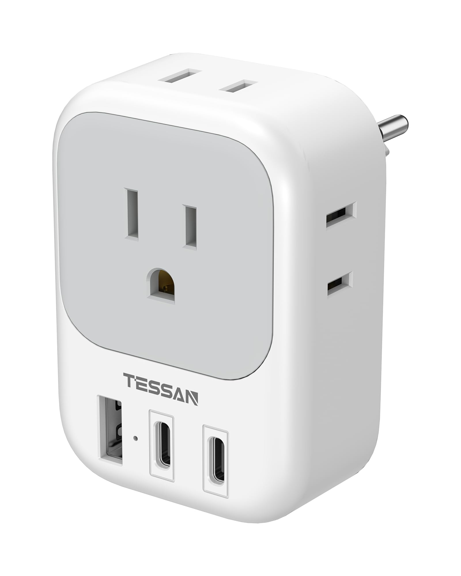 TESSAN Switzerland Travel Plug Adapter, Type J Switzerland Power Adapter with 4 Outlets 3 USB (2 USB-C), Swiss Plug for US to Rwanda Jordan Liechtenstein Madagascar, Travel Essentials