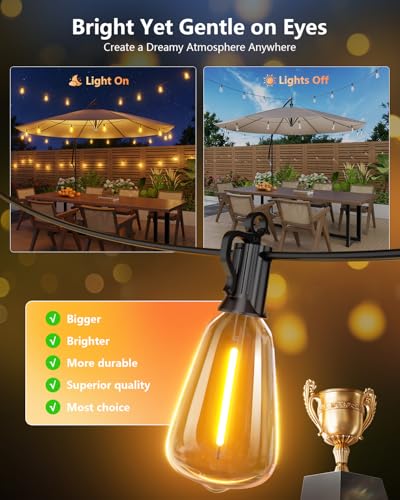 Brightown 100FT Solar String Lights Outdoor 31 2 Shatterproof LED Bulbs - image 2